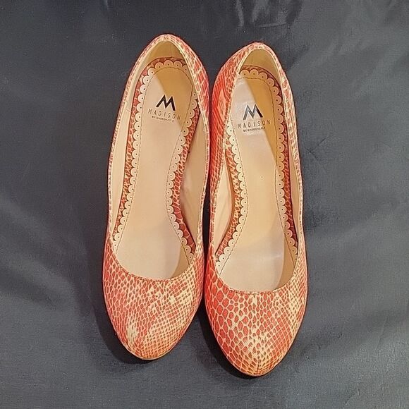 MADISON MALIA ROUND TOE SLIP-ON WOMEN"S HIGH HEEL  TWO TONE WOMEN"S SHOE - Picture 3 of 14